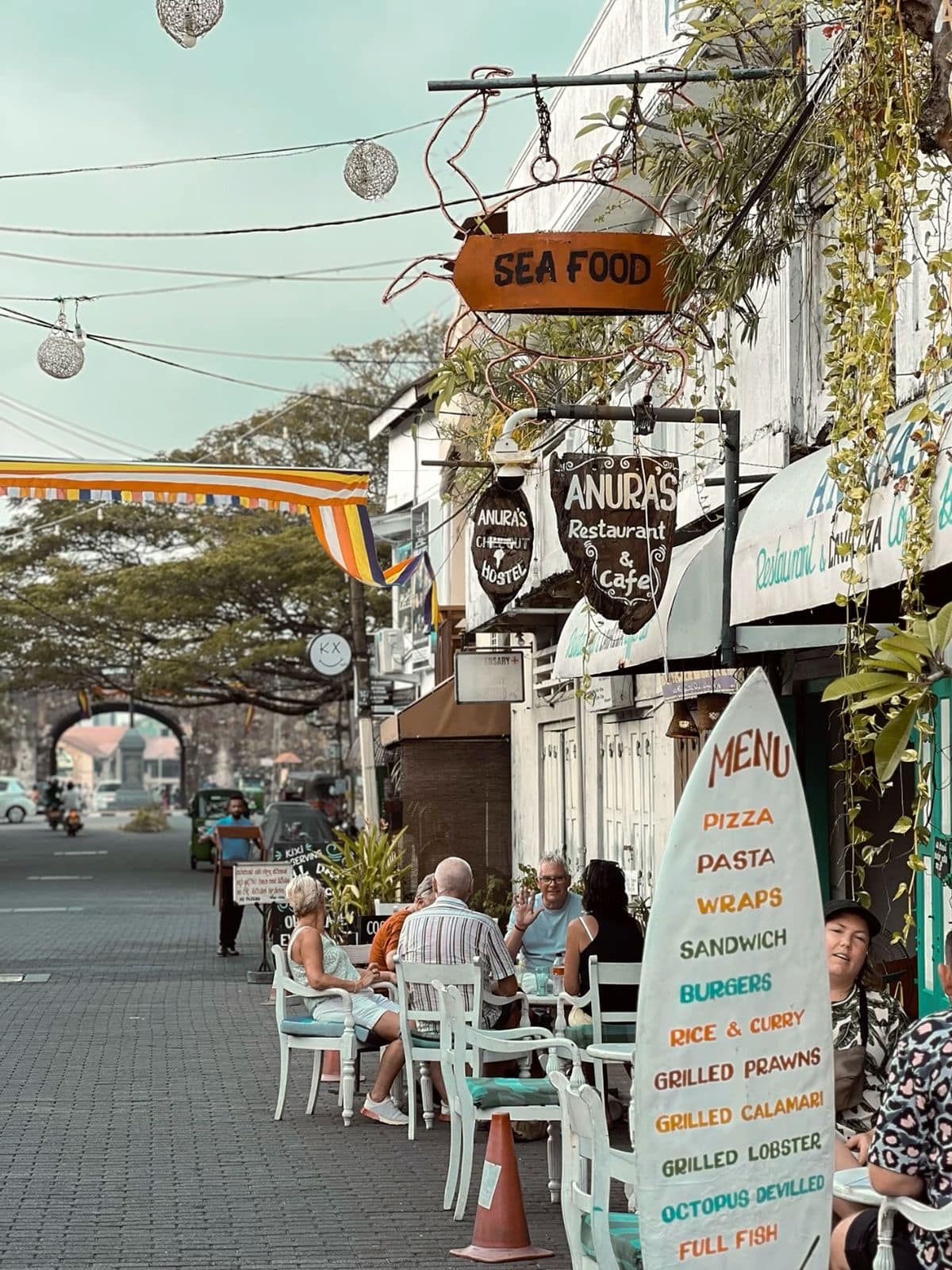 Street cafes and shopfronts in Galle